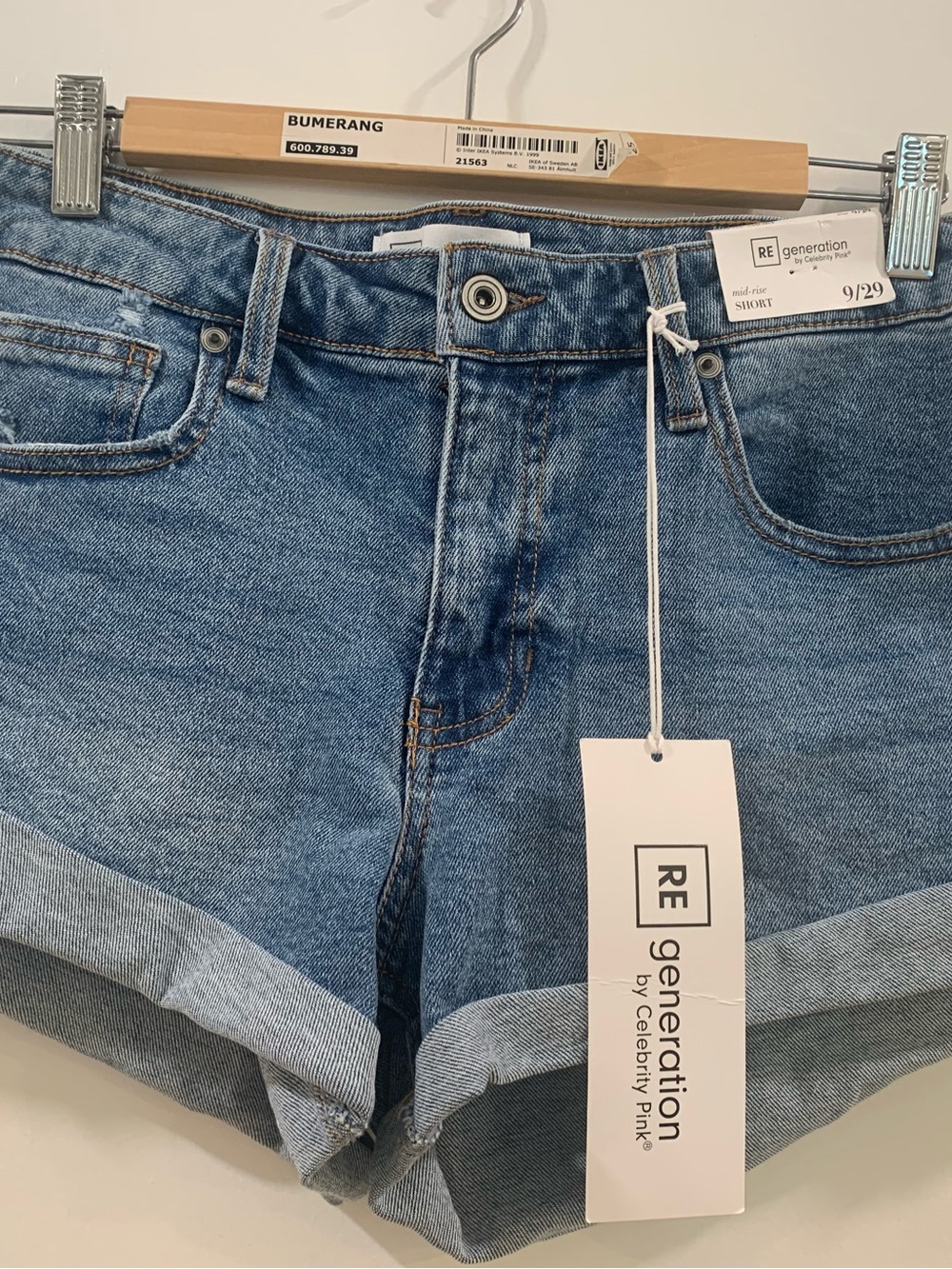 Celebrity Pink Medium Wash Cuffed Jean Shorts